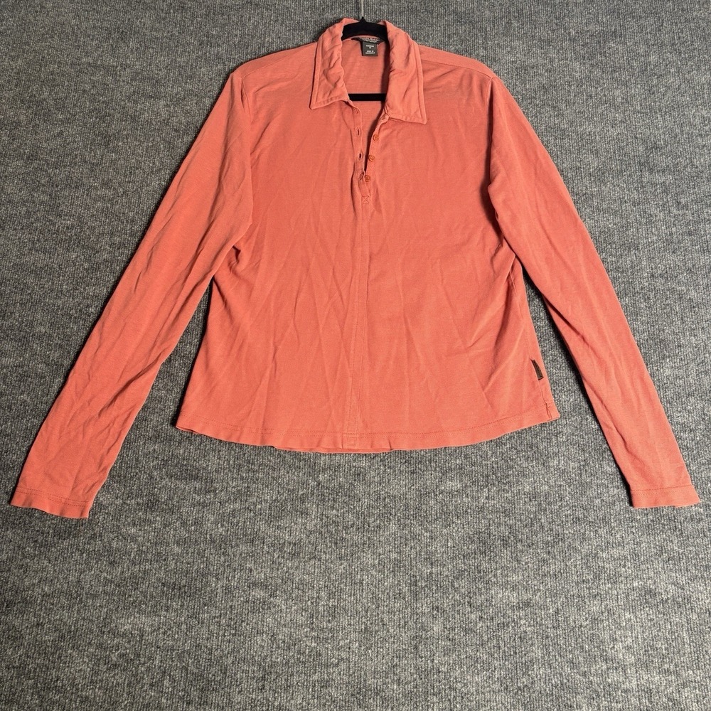 Woolrich‎ Long Sleeve Polo Shirt Womens M Coral Pique Stretch Coastal Classic